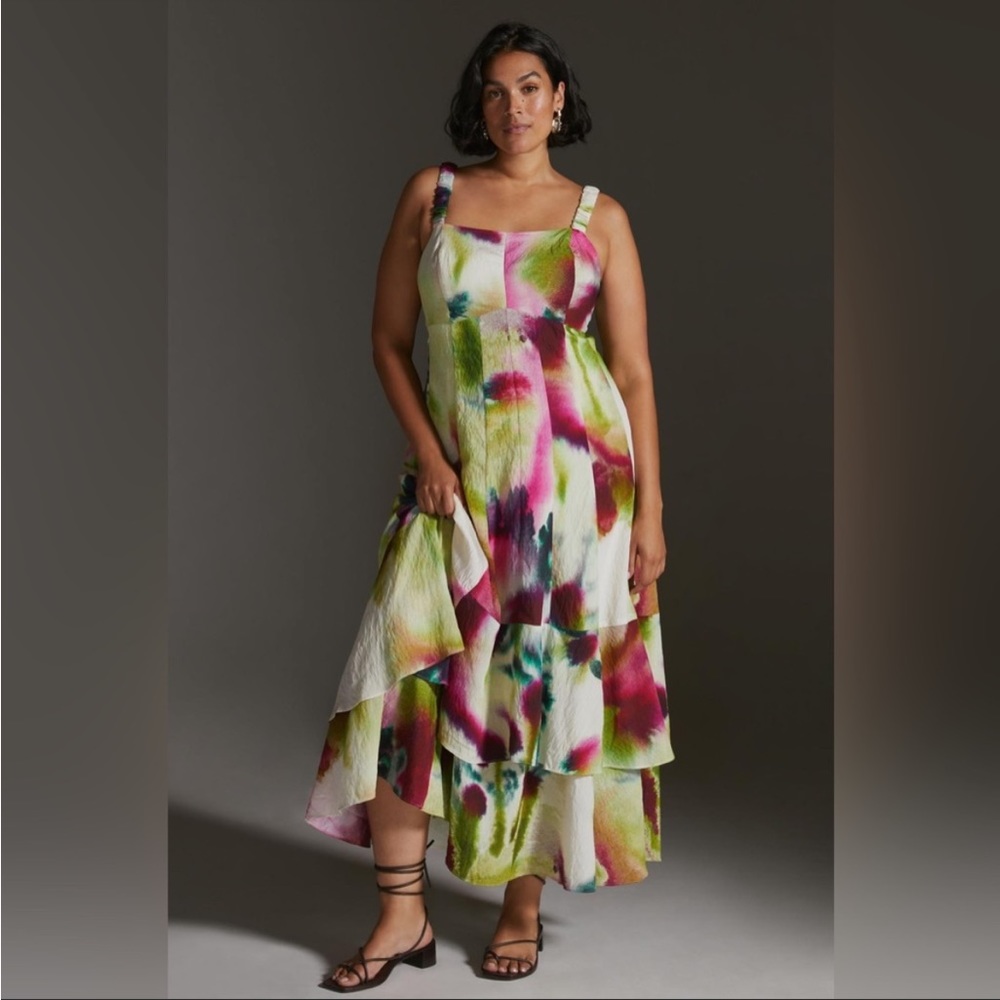 Anthropologie Tiered Paintbrush Maxi Dress 20W NWT